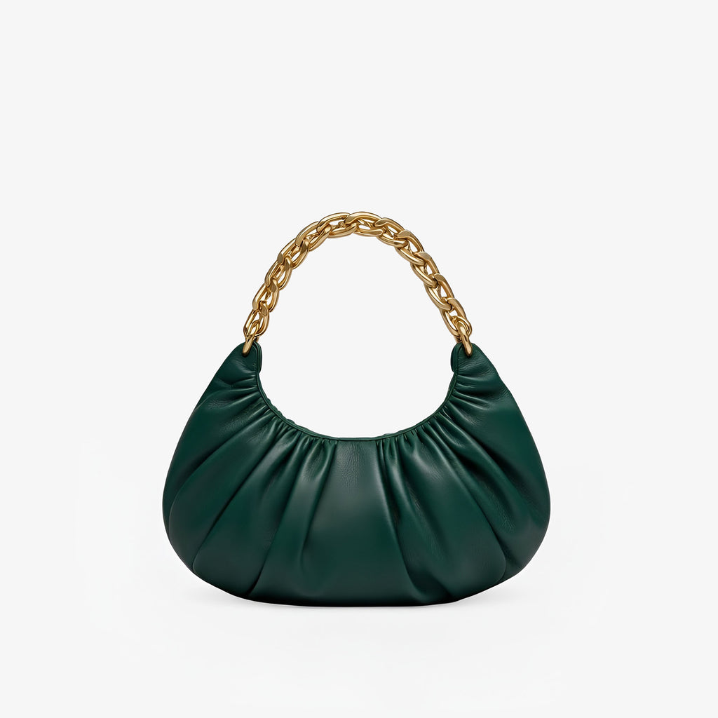Ruched Chain Handbag